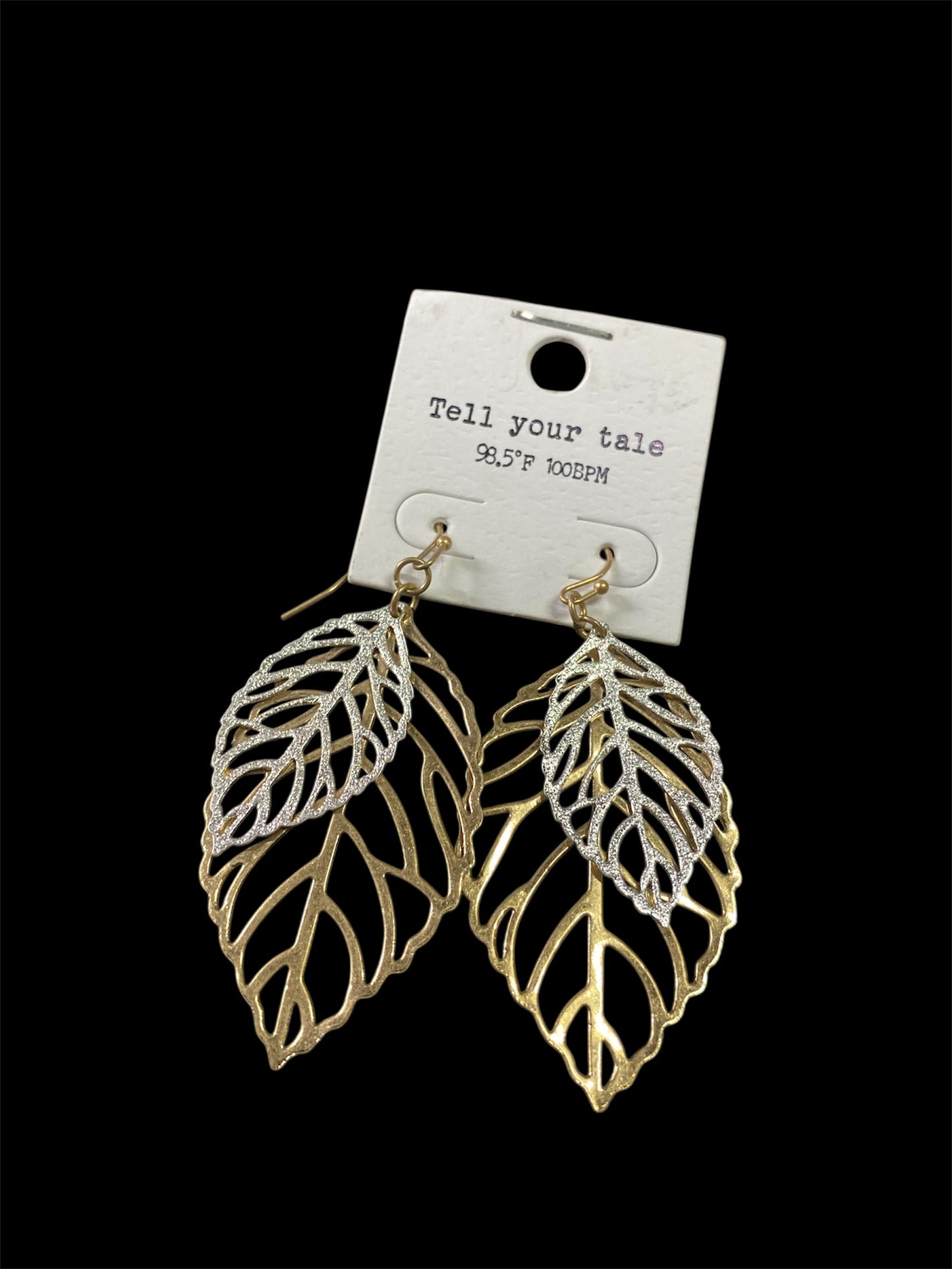 Gold and Silver Leaf Dangle Earrings