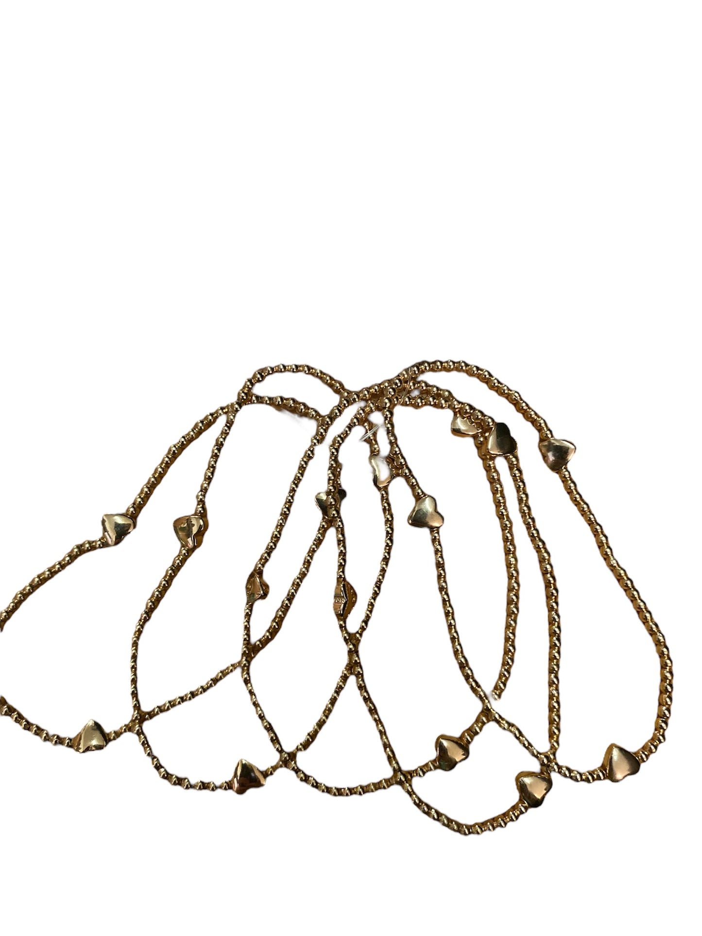 Gold Beaded Bracelet Set with Hearts