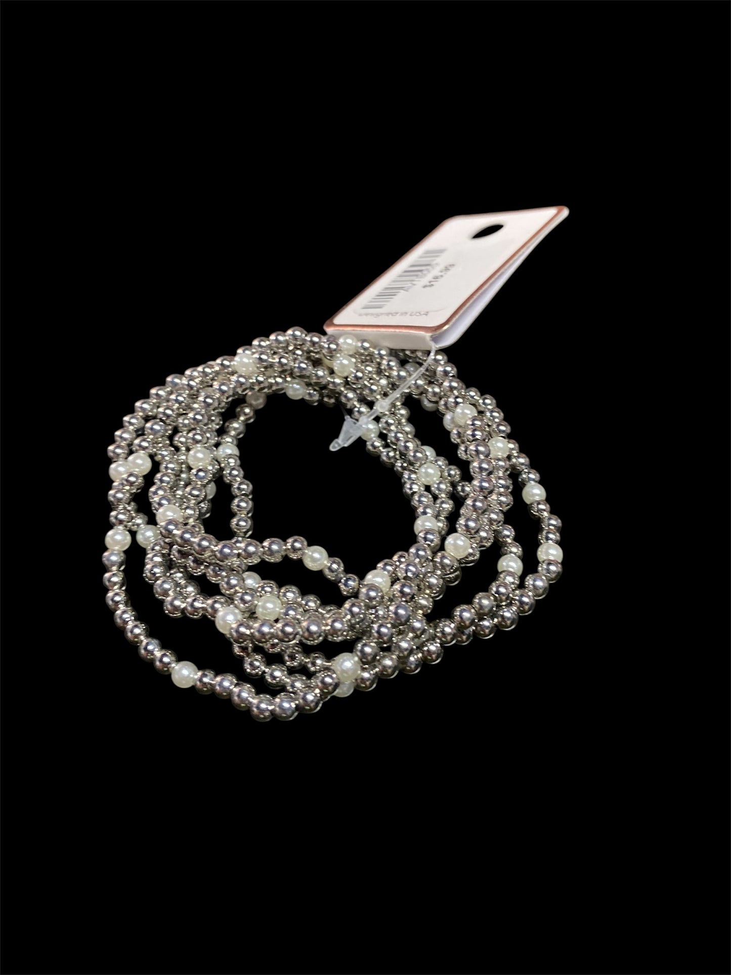 Silver/Pearl Beaded Bracelet Set