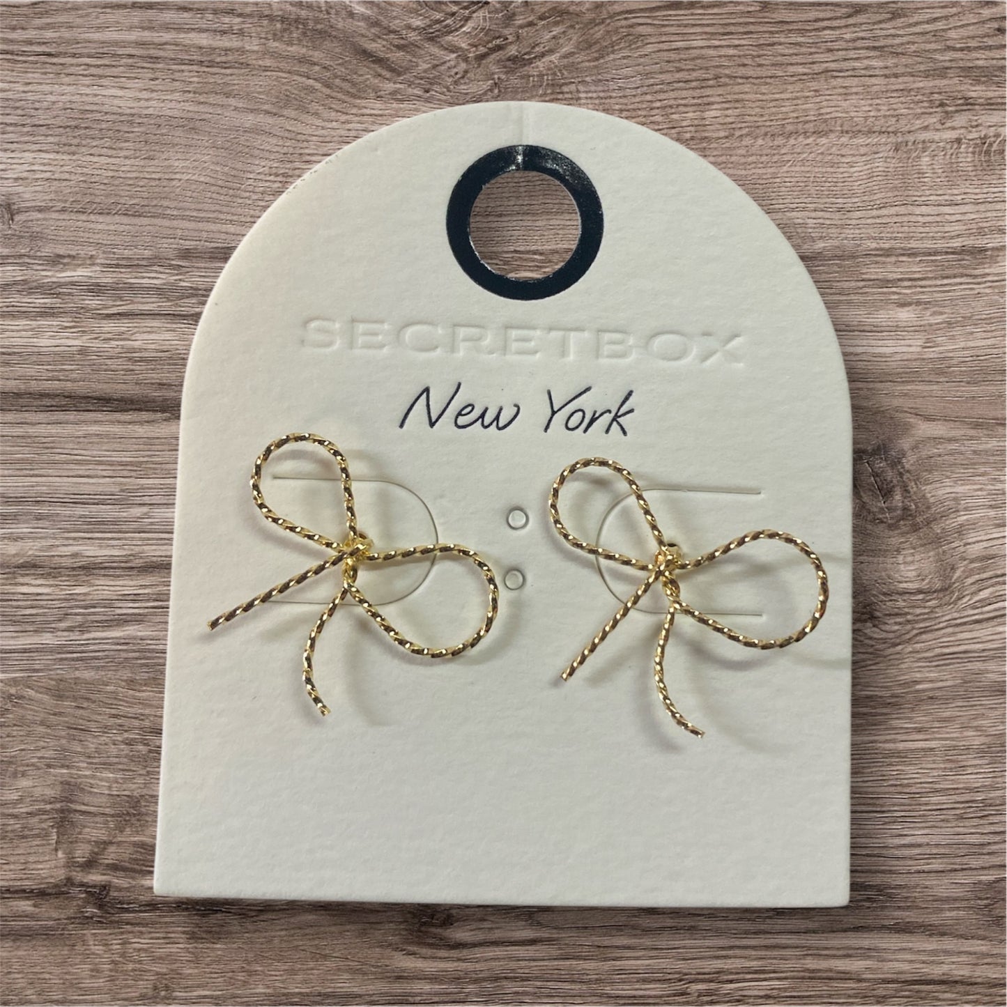 Dainty Gold Ribbed Wire Bow Earrings