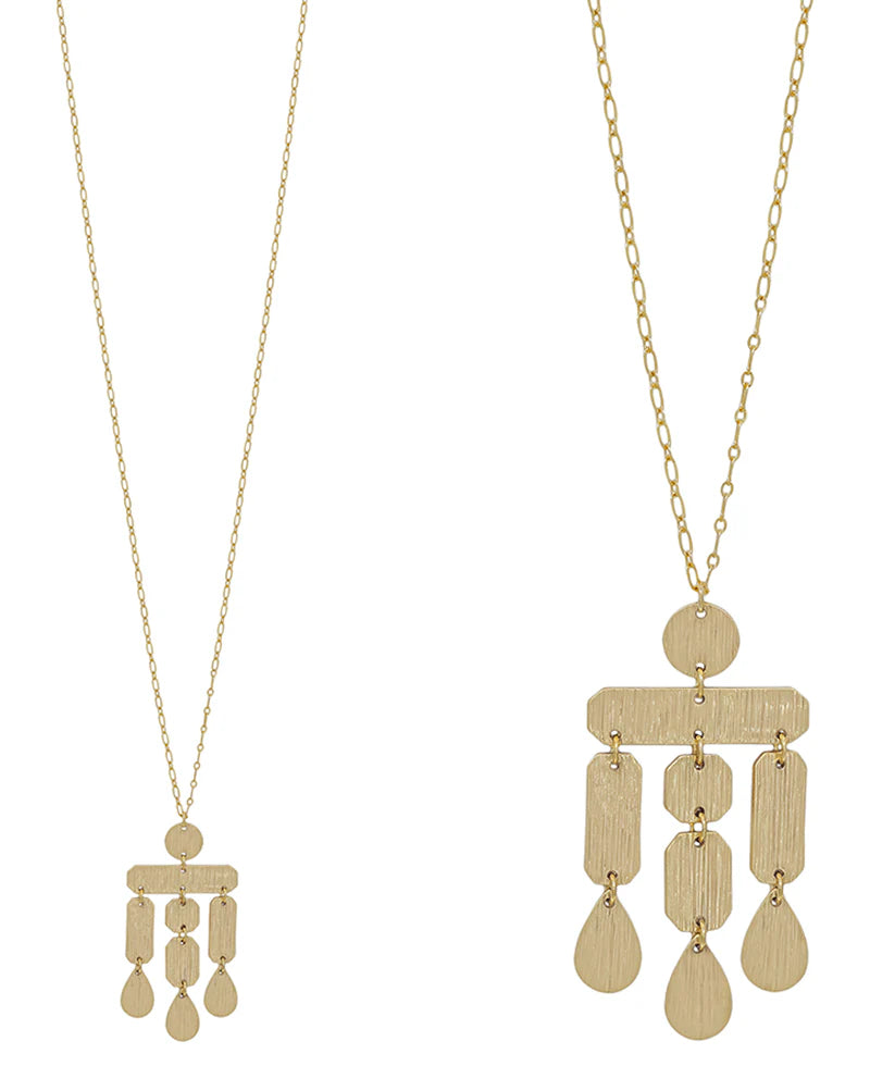 Chic&Cool Gold Geo Shape Texture Metal Necklace