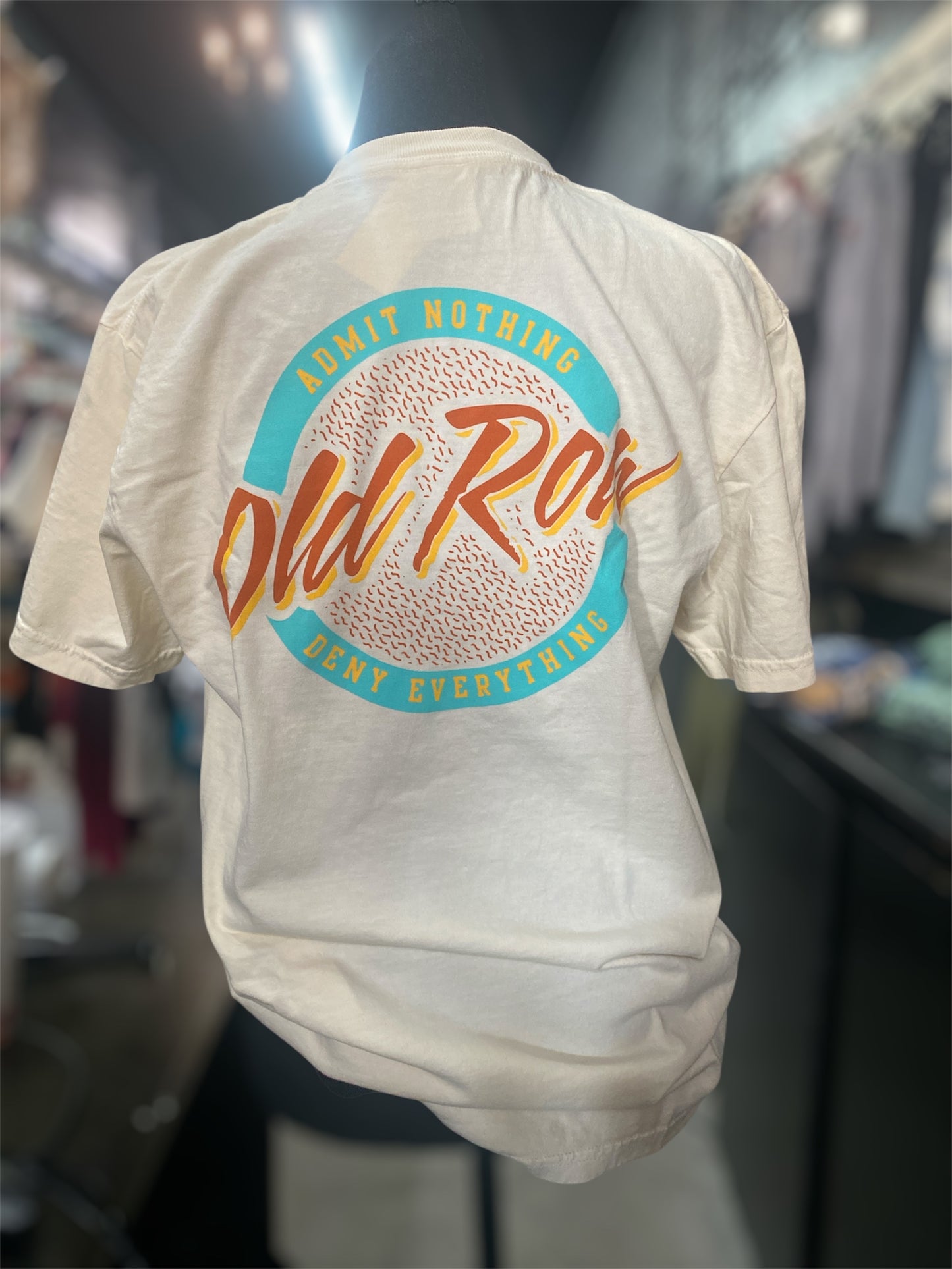 Old Row Ivory and Teal Circle Logo Pocket Tee