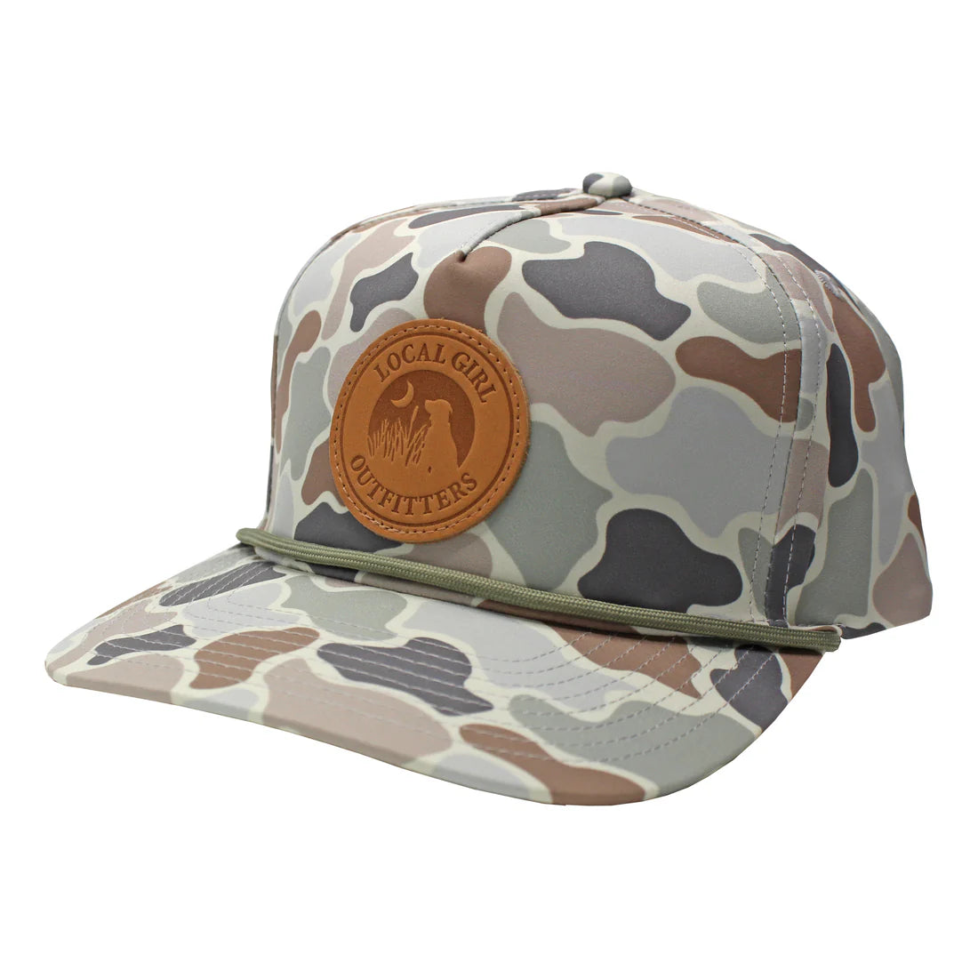 Local Girl Forest Camo Flora Leather Patch Rope Hat