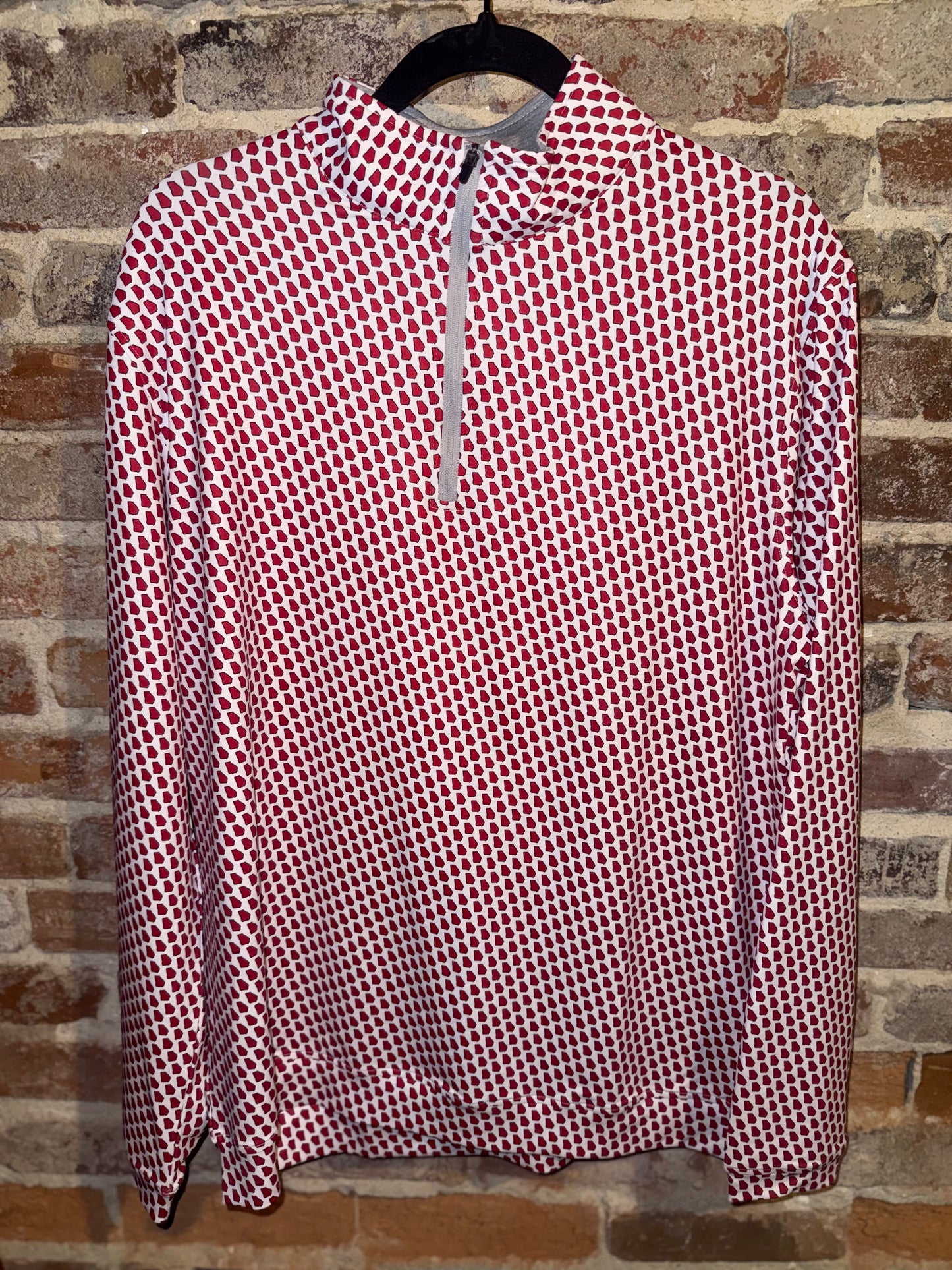 Meripex Men's Quarter Zip Shirt- Black Outline-Red Fill