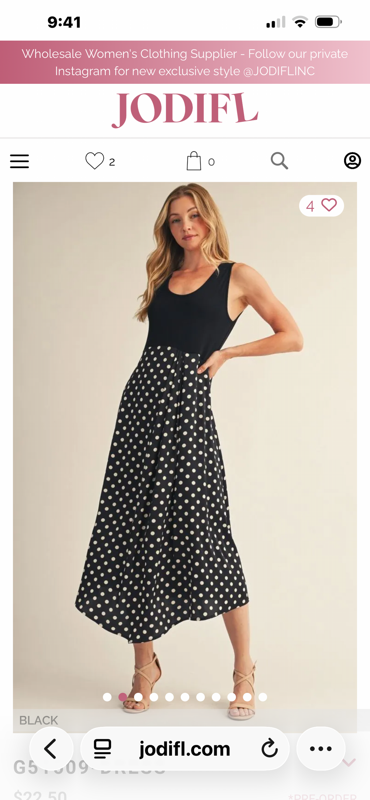 Polka dot stretch dress