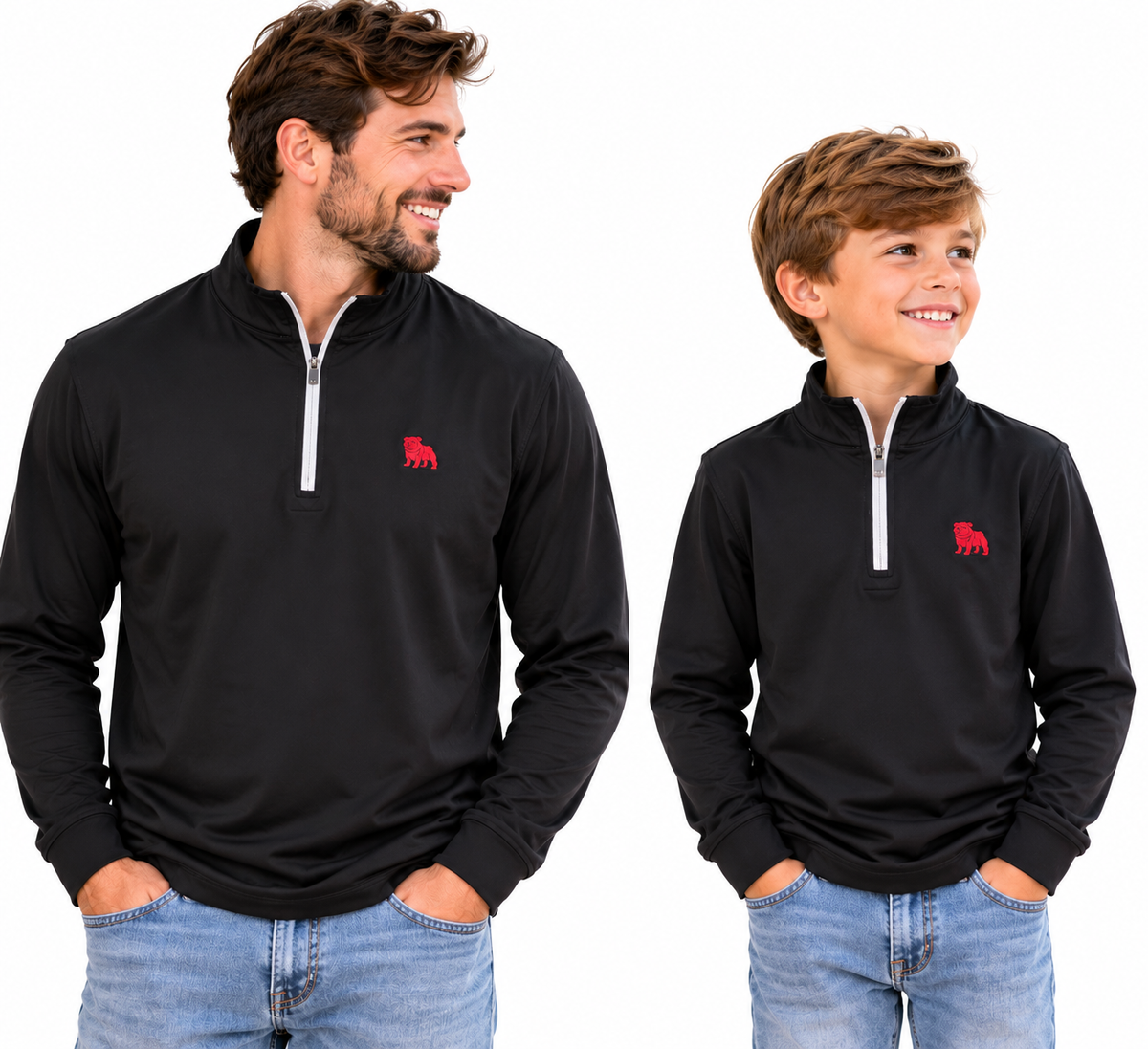 Meripex Black Quarter Zip Red Bulldog