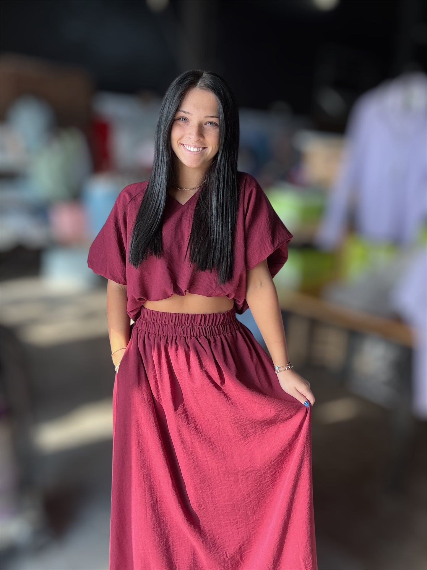 Burgundy Maxi Skirt