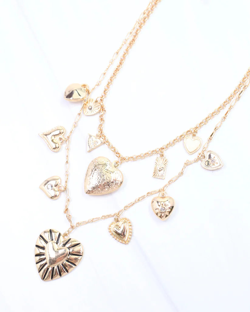 Juniper Layered Heart Charm Necklace