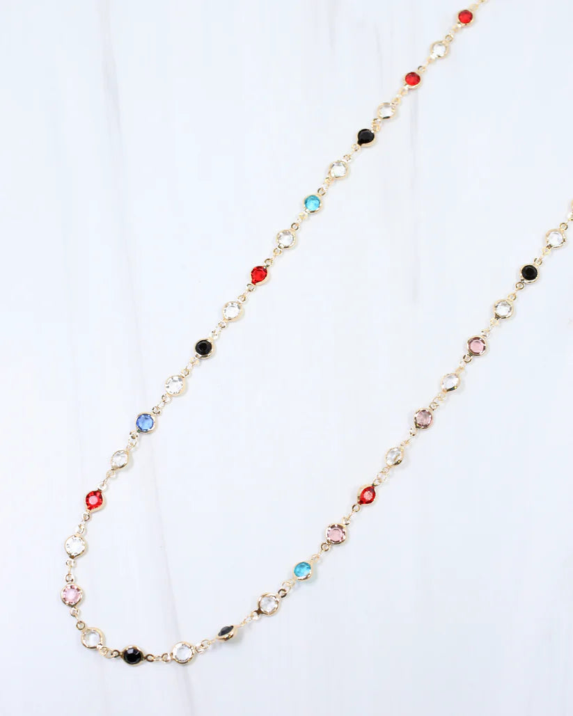 Arely Long Crystal Necklace Multi