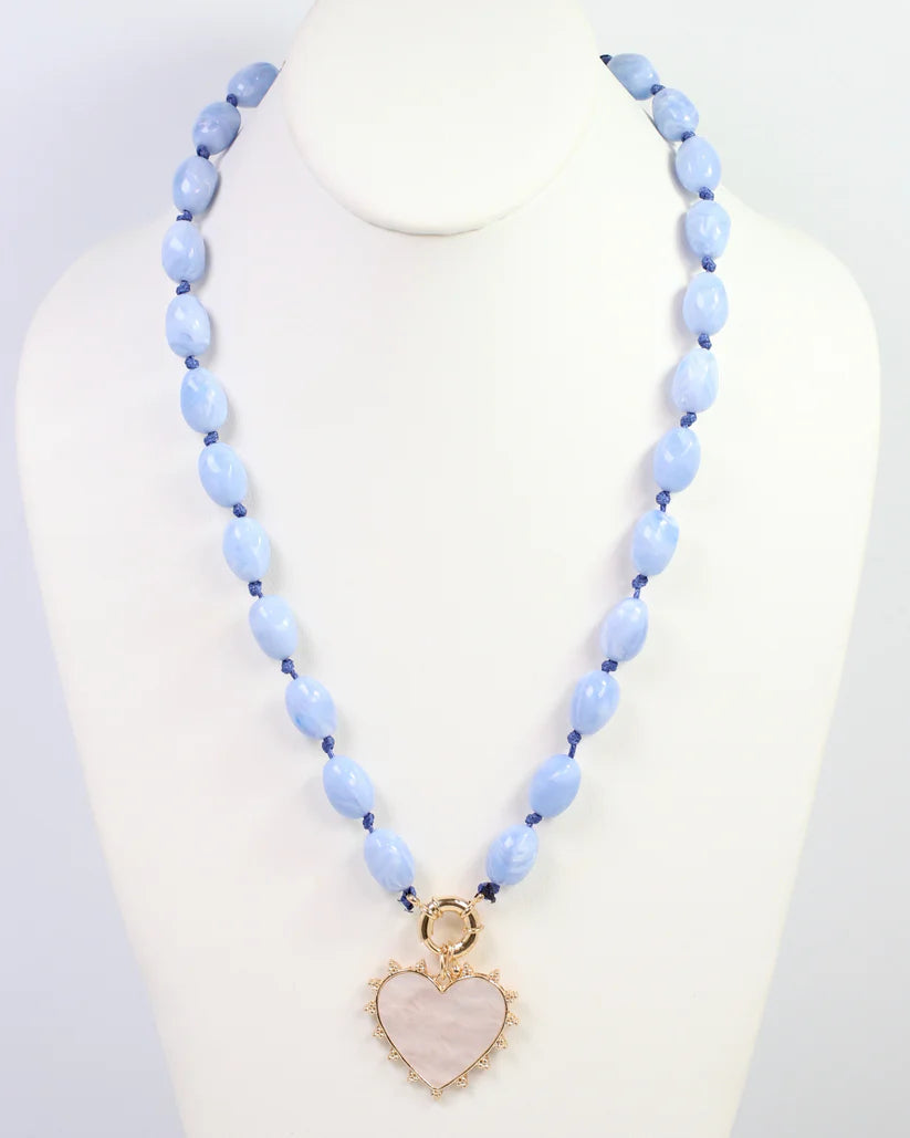 Caroline Hill Marion Stone Heart Charm Necklace