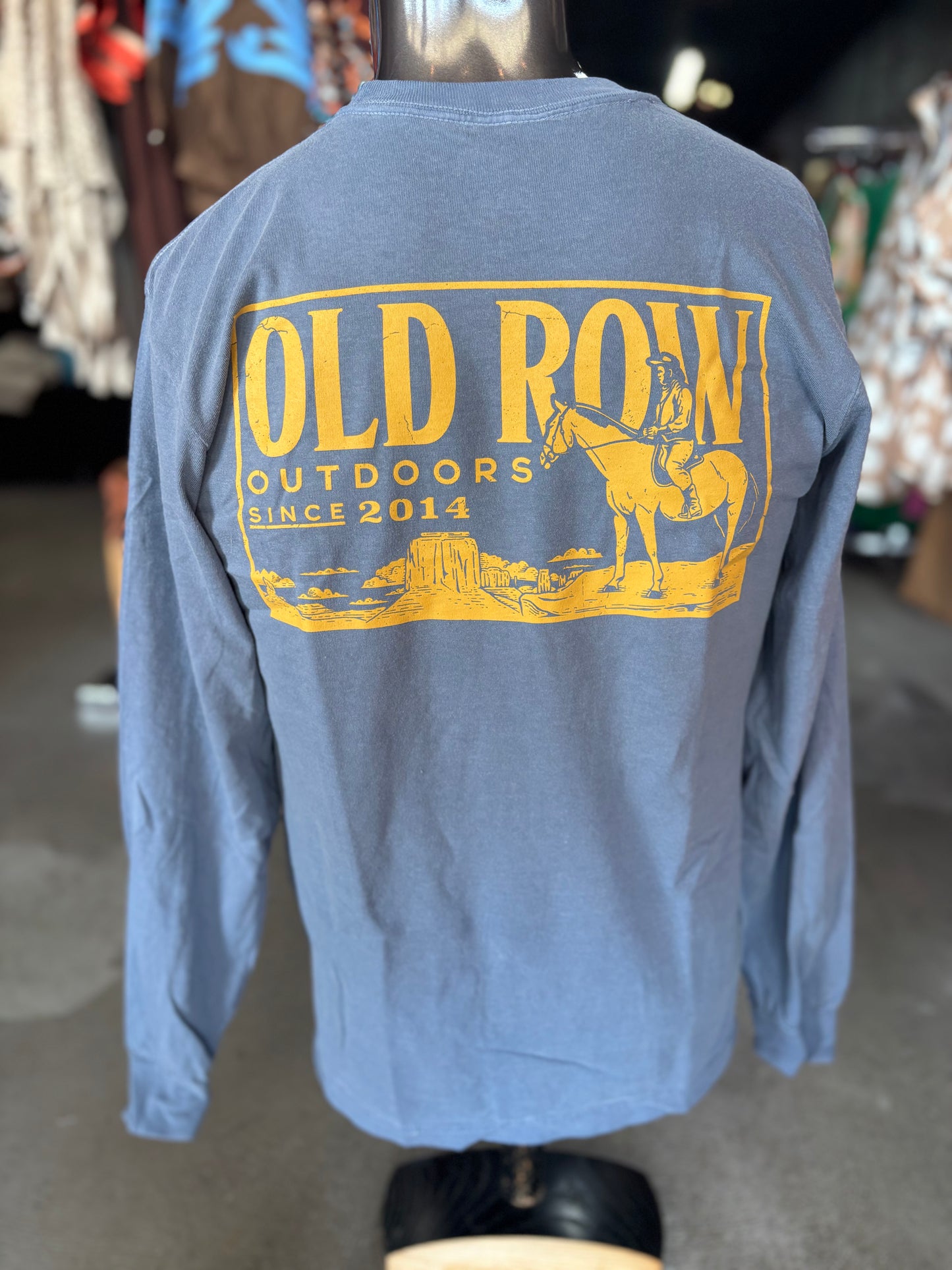Old Row Outdoors Cliff Long Sleeve Tee - Blue Jean