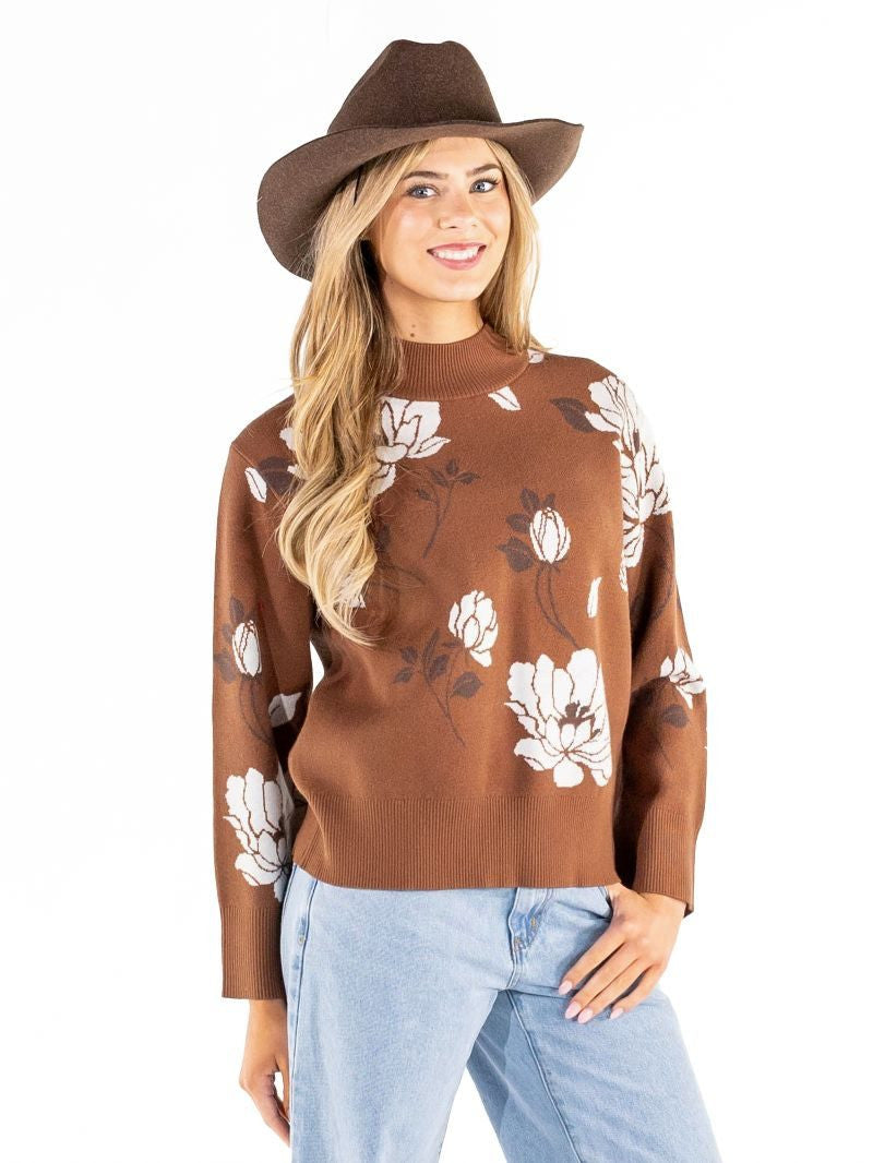 Simply Southern Free Floral Mockneck Sweater