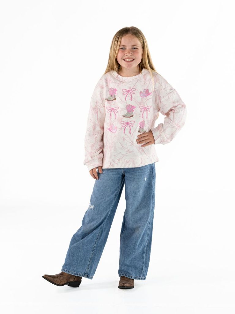 Pink Camo Youth Crewneck
