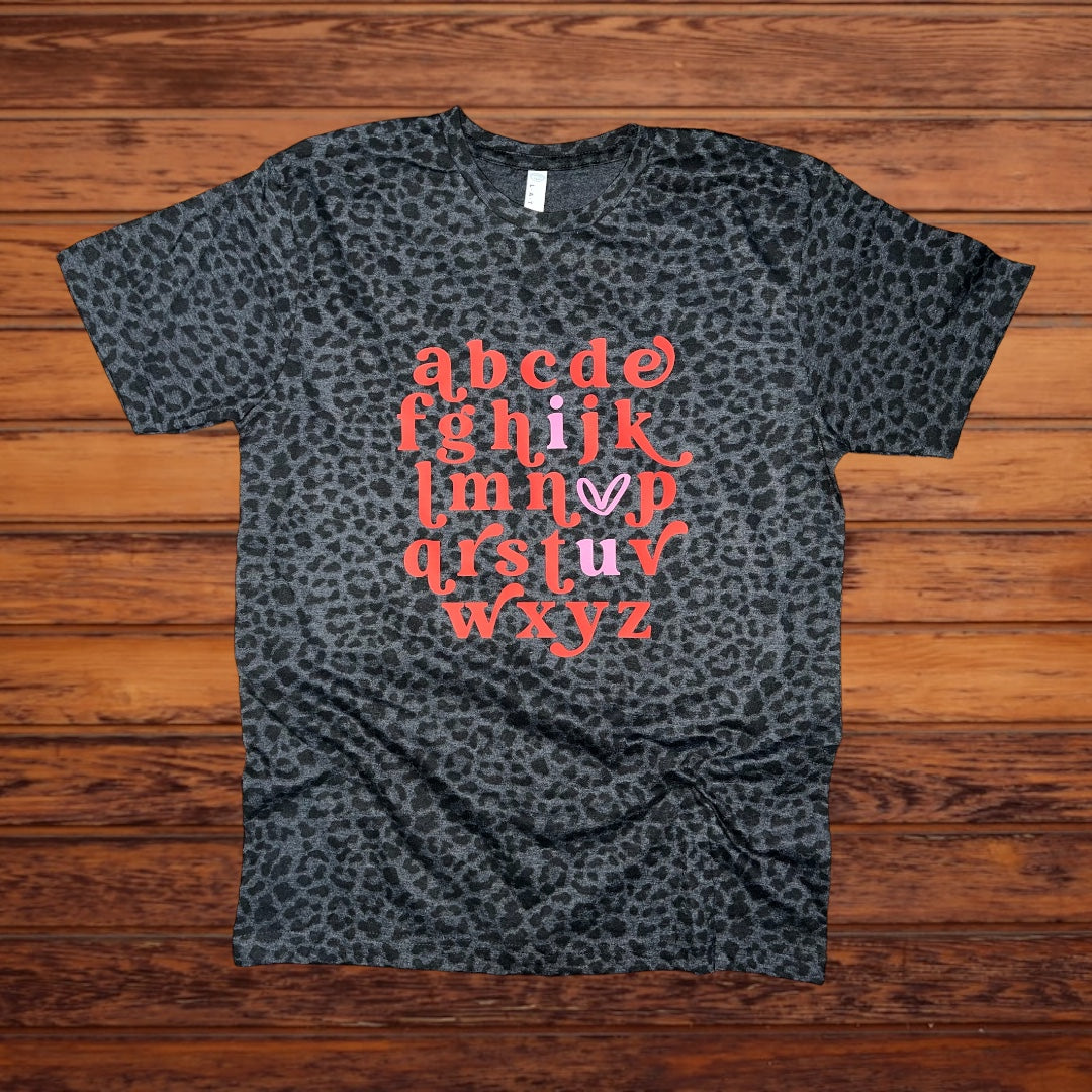 Simply You ABC...I Love You Leopard Printed Tee