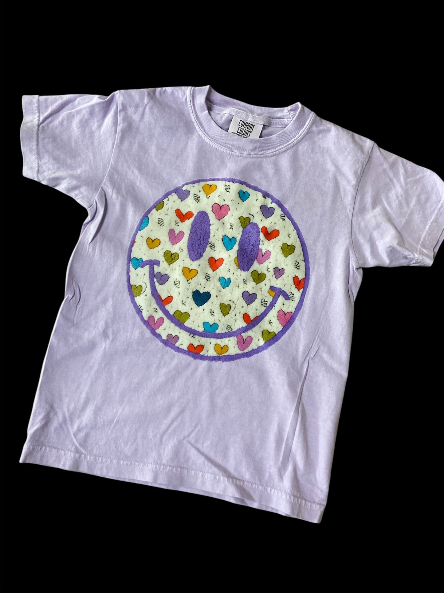 3 Kids & a Press Youth Heart Smiley Lavender Tee