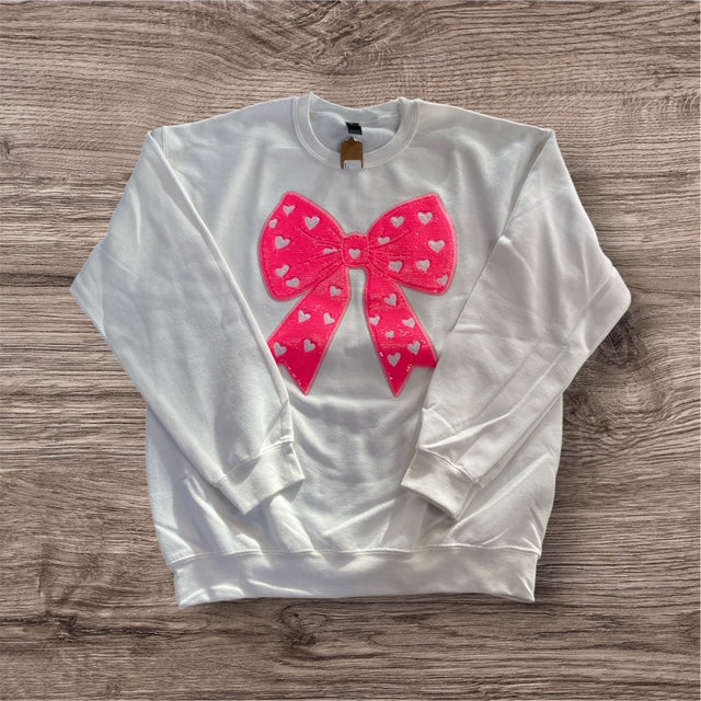 3 Kids & a Press Pink Bow Sequin Sweatshirt