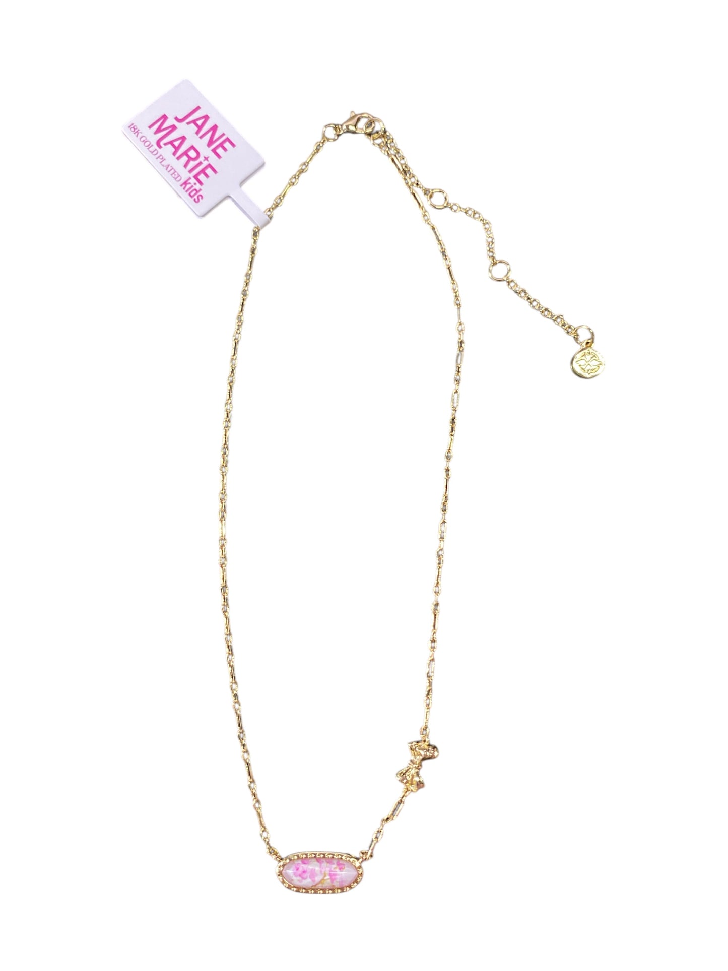 Jane Marie Kid's Pink Floral Oval Pendant Necklace