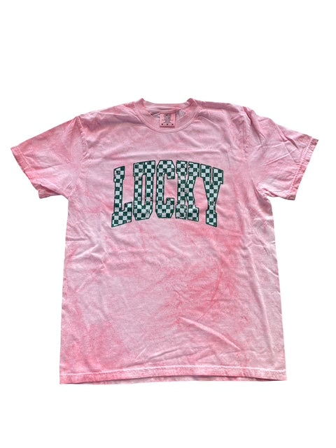 3 Kids & a Press Pink Tie Dye Lucky Tee