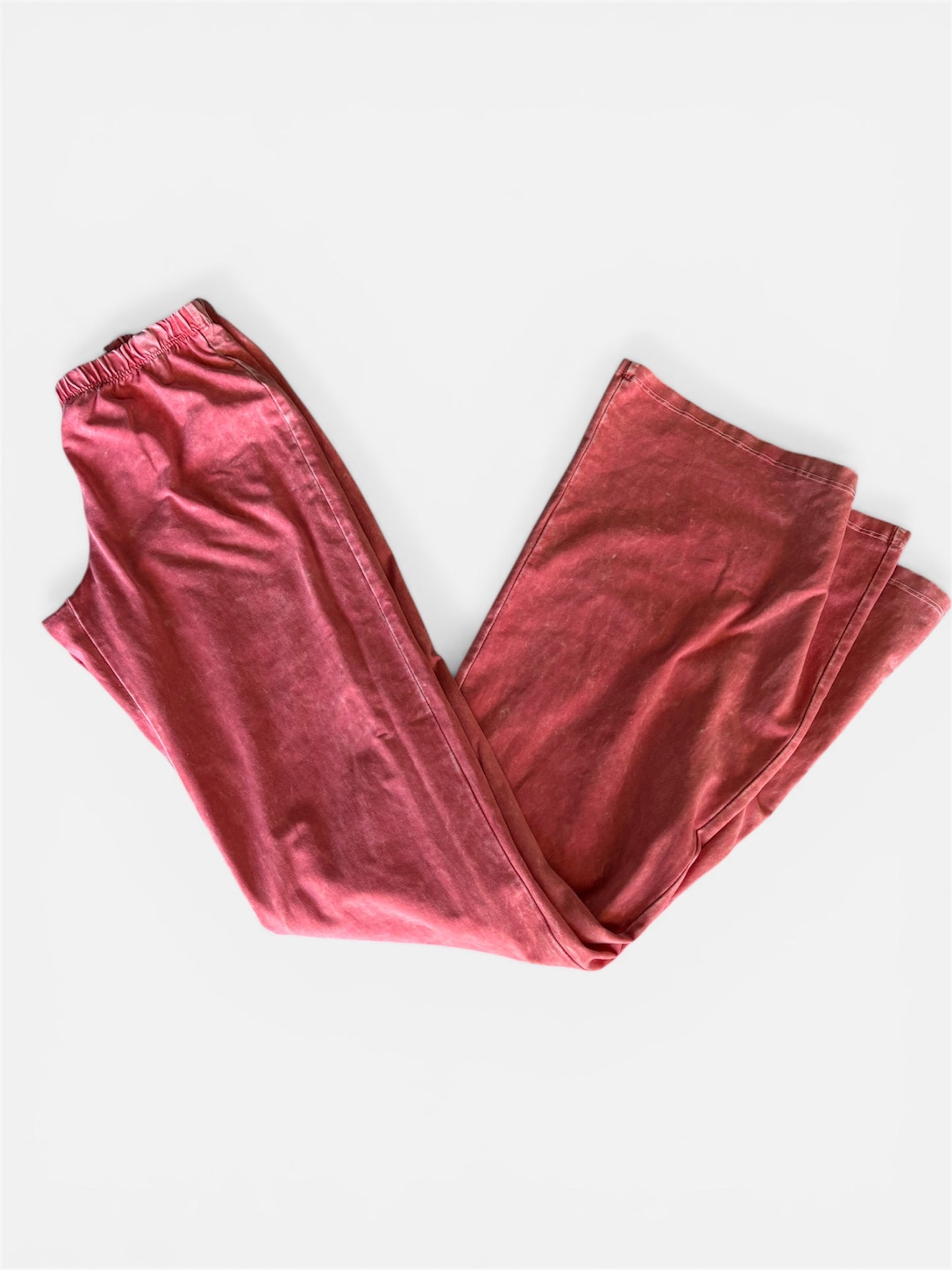 Mineral Wash Bell Bottom Stretch Pants -Peach