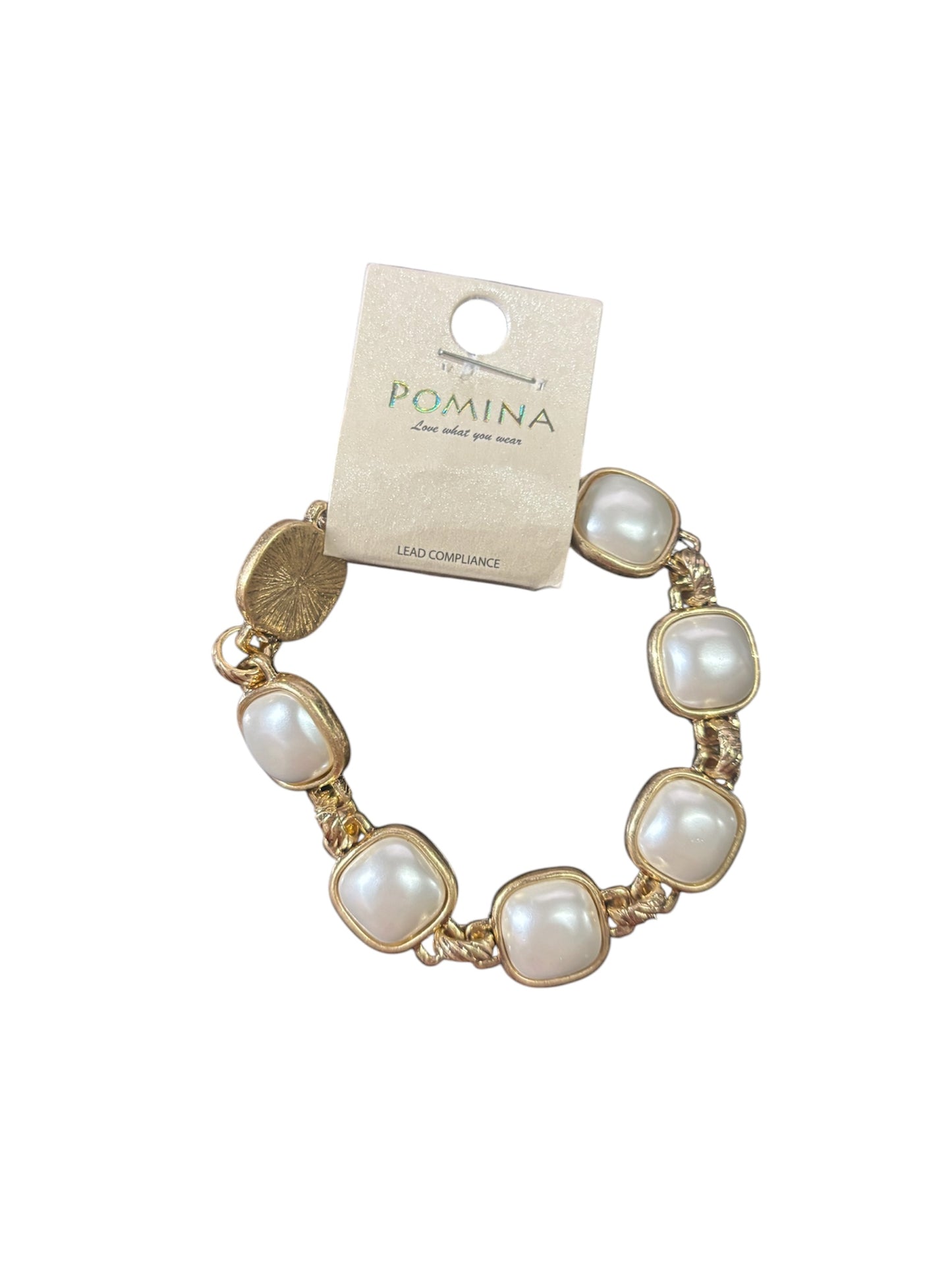Pearlized Rectangle Chain Bracelet