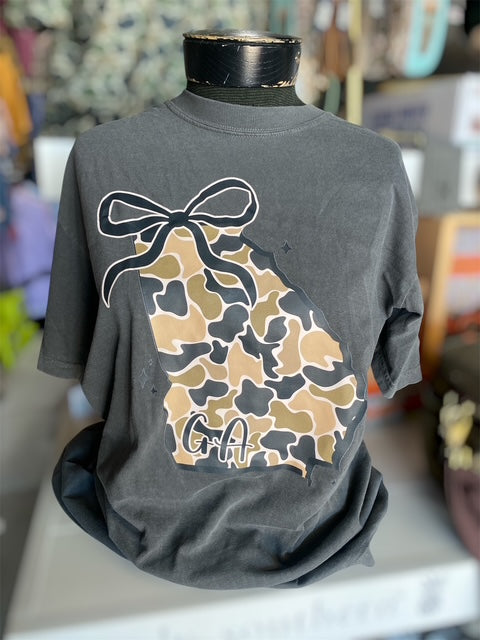 3 Kids & a Press Duck Camo GA State Tee