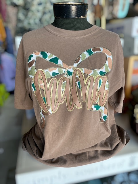 3 Kids & a Press Camo Bow Mama Tee