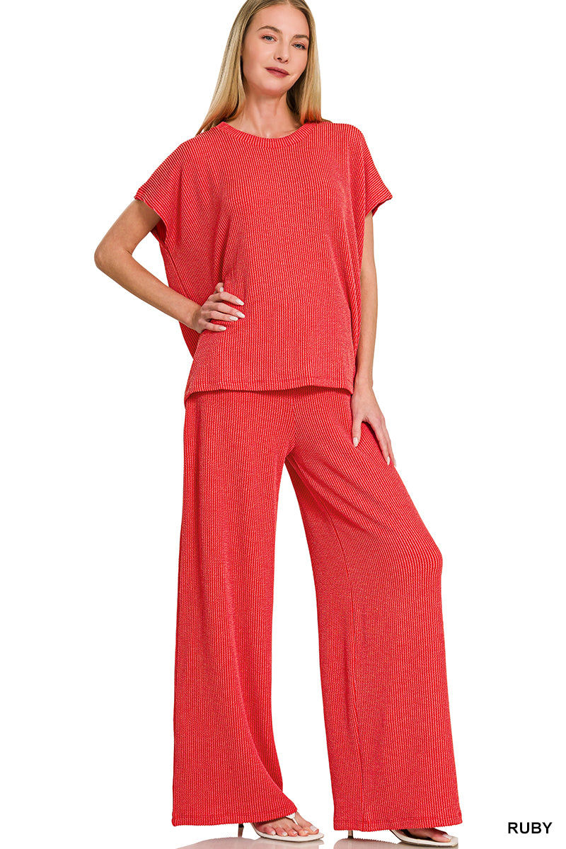 Ruby Raised Rib Relaxed Top & Pants Top