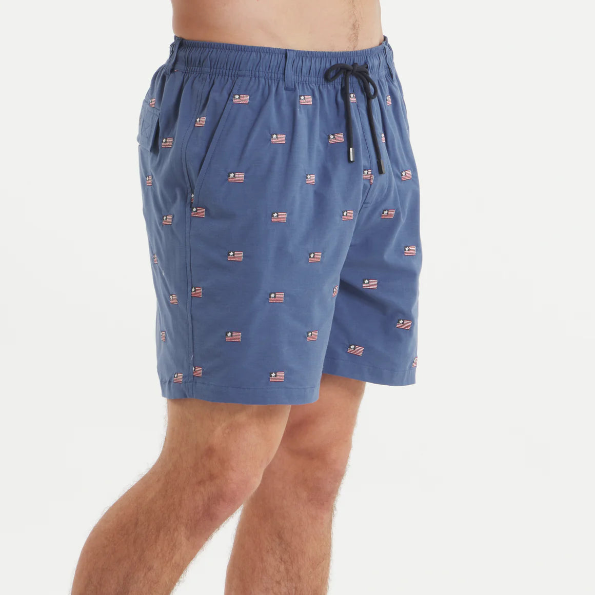 Southern Marsh Navy SOUTHERNCLASSICS Chambray Flags Swim Trunks
