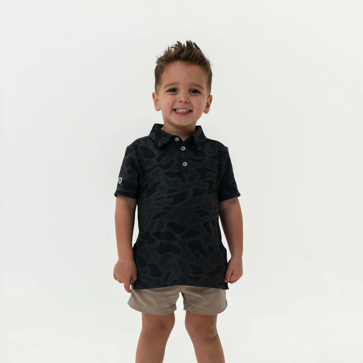 BURLEBO Youth Black Camo Polo