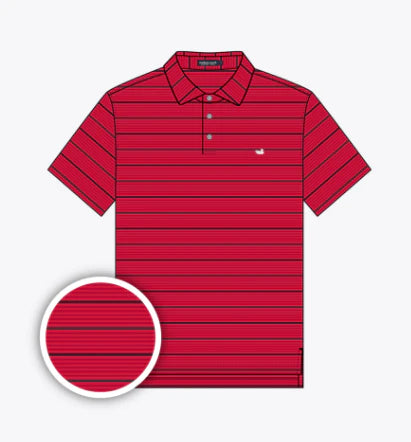 Southern Marsh Youth Gridiron Stripe Performance Polp Red and Charcoal