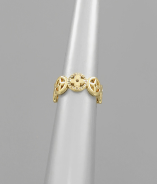Gold Dipped Clover Inspired Adjustable Ring