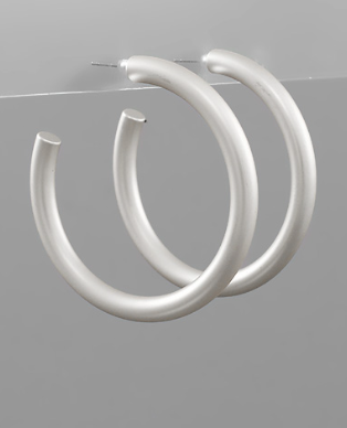 Large Matte Silver Hoops