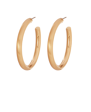 Medium Worn Gold Thin Hoops