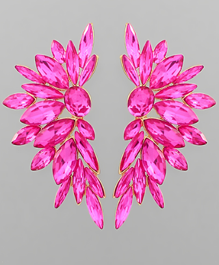 Fuchsia Diamond Wing Earrings