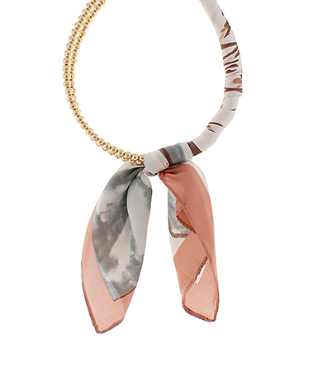 Gold/Pink and Teal Scarf Beaded Necklace