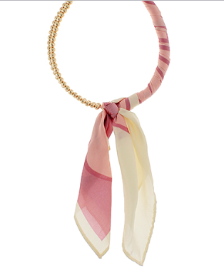 Gold/Cream and Pink Scarf Beaded Necklace