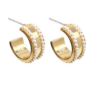Slick Gold Hoops with Pearl Outline
