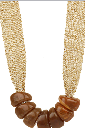 Trapezoid Bead Mesh Fabric Necklace