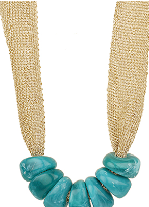 Trapezoid Bead Mesh Fabric Necklace