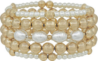 5 Row Ball & Baroque Pearl Bracelet