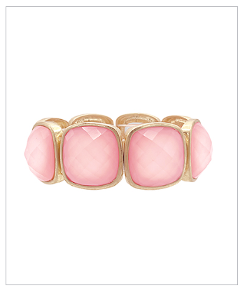 Pink/Gold Square Stone Statement Bracelet