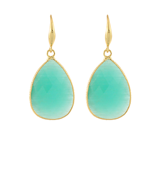 Green/Gold Teardrop Earrings