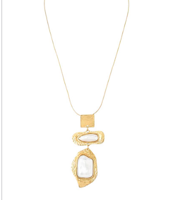 2 Baroque Pearl And Square Pendant Necklaces