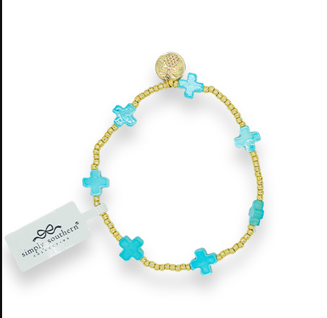 Simply Southern Light Blue Faith Beaded Bracelet