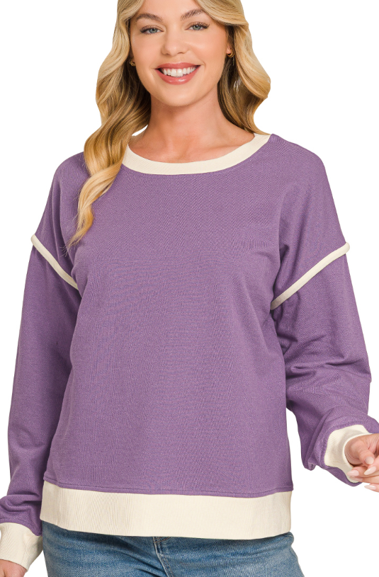 French terry drop shoulder pullover