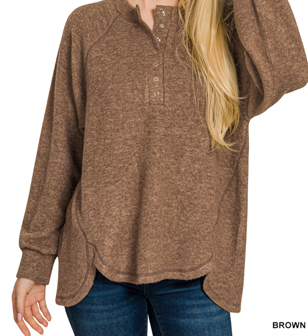 Hazelnut Henley Zeana Top