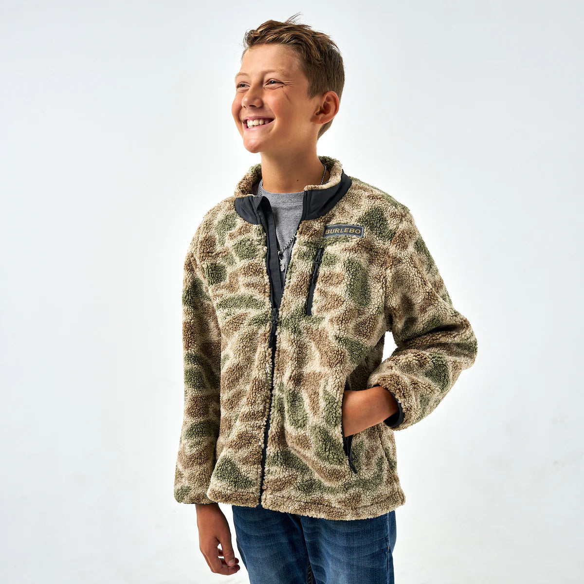 Burlebo Youth Alpine Camo Sherpa Jacket