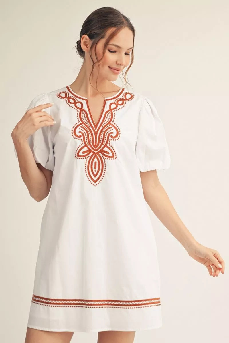 The Emma Embroidery Puff Sleeve Dress