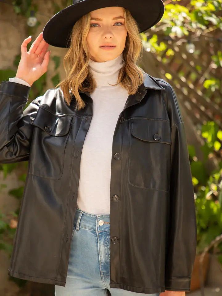 Faux Lether Shacket