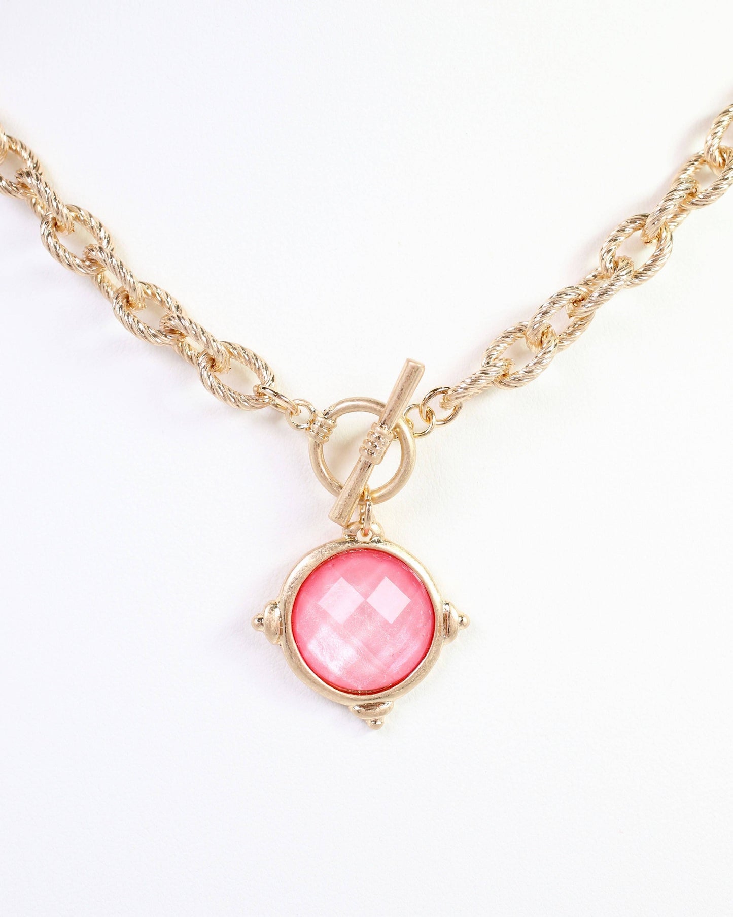 Rochester Faceted Link Necklace Pink: Default